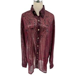 Scorpio 2000 Top Women’s Size Medium Red Black Snakeskin Sheer Shimmer Clubwear